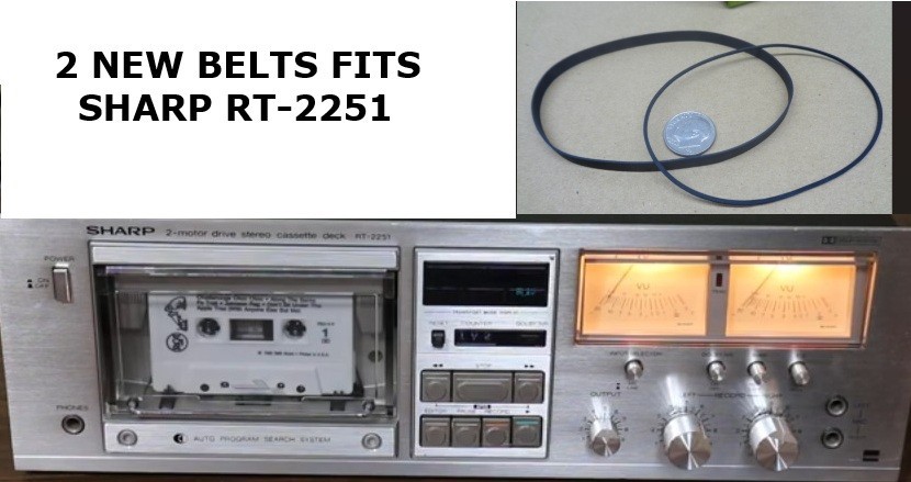 2 NEW BELTS FITS SHARP CASSETTE PLAYER RT-2251 (2 NEW BELTS)!!