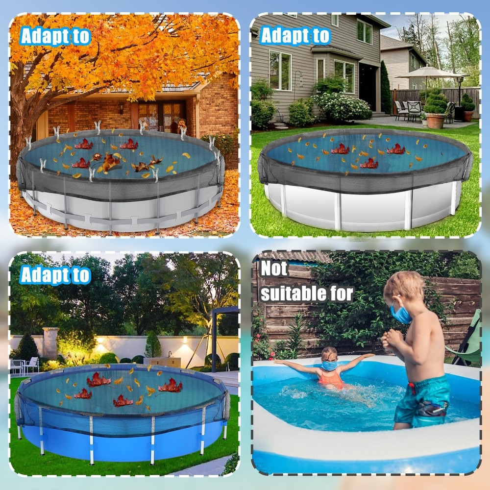 Sibosen 24 Feet Round Leaf Net Cover for Above 26.2 feet x feet, BLACK