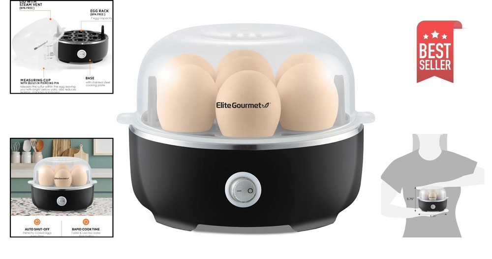 Elegant 7-Egg Cooker - Perfectly Boiled Eggs with Auto Shut-Off Function