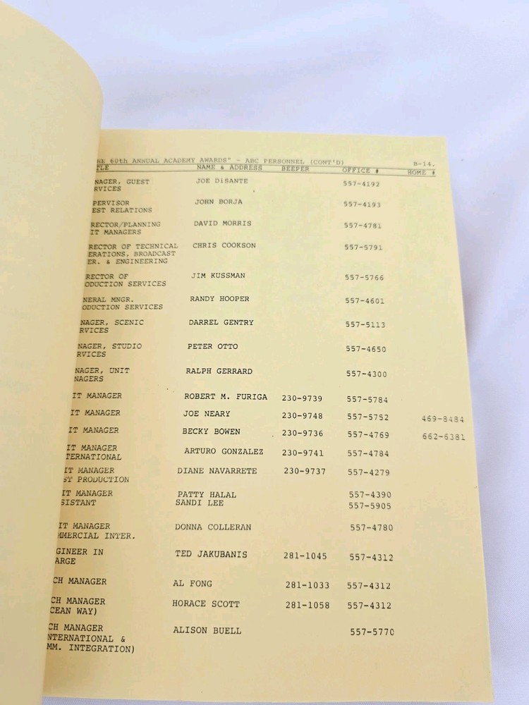 60th Academy Awards Script