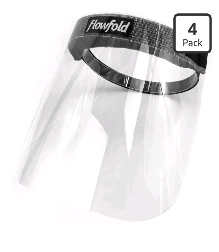 Flowfold 4-Pack Face Shield Masks - Protective Face Shields, Full Face Clear...
