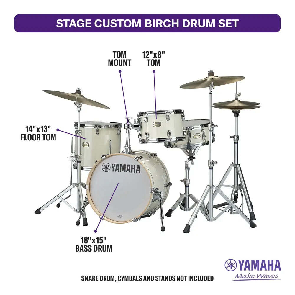 Yamaha Stage Custom Birch Jazz 3pc Drum Set Classic White