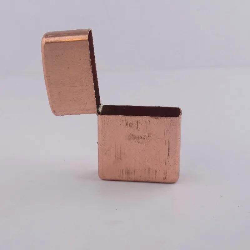 Copper Lighter Shell for Zippo – Thickened Flat Head Case, White Copper Hinge