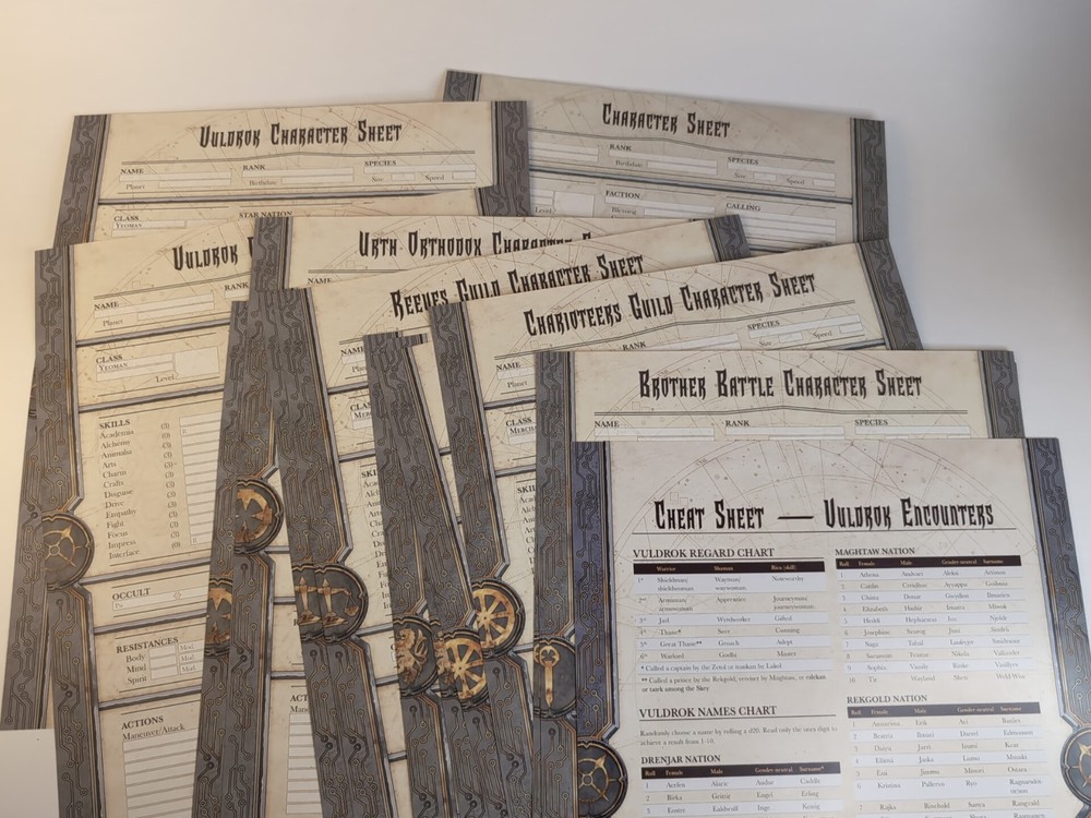 FADING SUNS: NEW FRONTIERS PLAY KIT-Character Sheets/Play Mats/Cheat Sheets