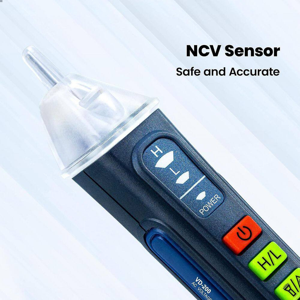 Dual Range Non-Contact Voltage Tester with LCD Display, Flashlight, and Audible