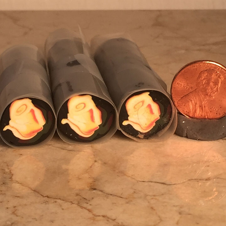 Peace Rose bud stage raw polymer clay cane