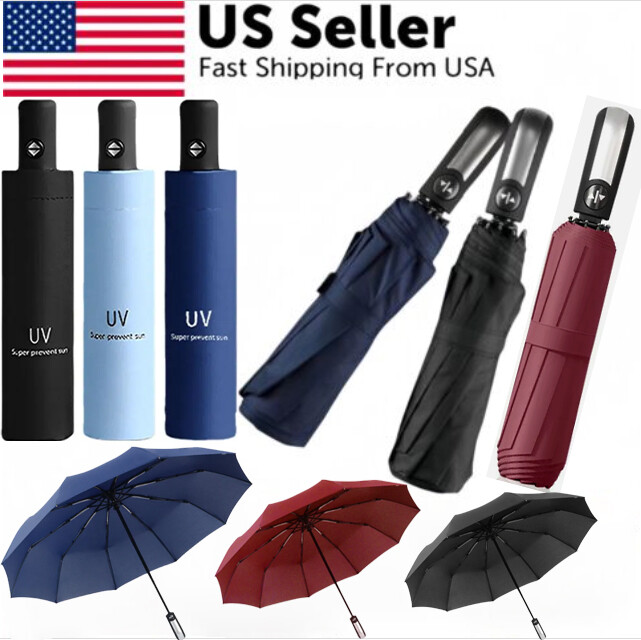 Automatic Umbrella Anti-UV Sun/Rain Windproof 3 Folding Compact Umbrella