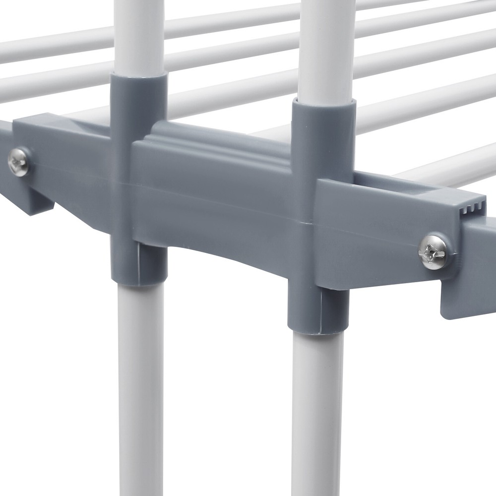 67" Portable Folding Drying Rack with Retractable Trays & Stable Structure