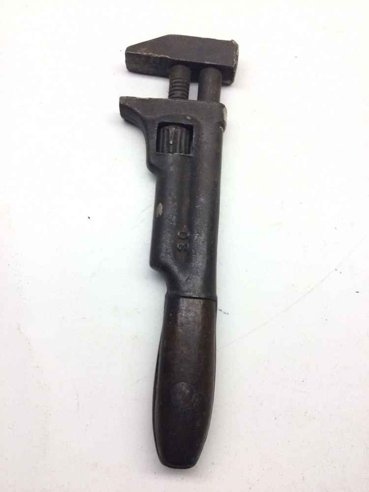 Antique 10” Wood Handle Adjustable Pipe/ Monkey Wrench Sept. 7, ‘97