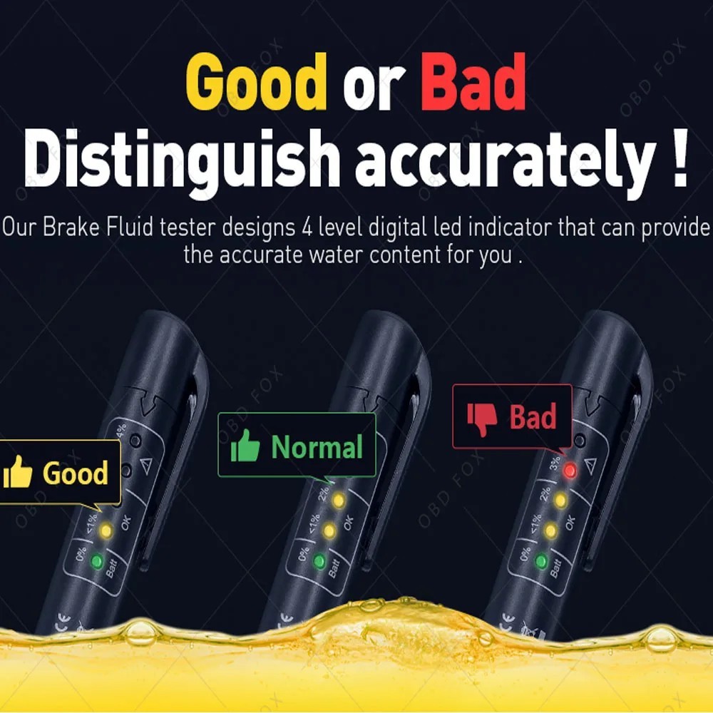 Brake Fluid Liquid Oil Moisture Tester Pen Car Testing Tool For DOT3 DOT4