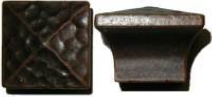 Mission Style Hammered Square Pyramid Cast Brass Knob Copper pull rustic antique