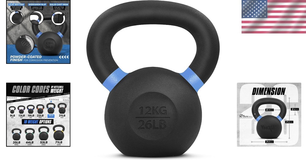 Cast Iron Kettlebell Pair for Strength Training./