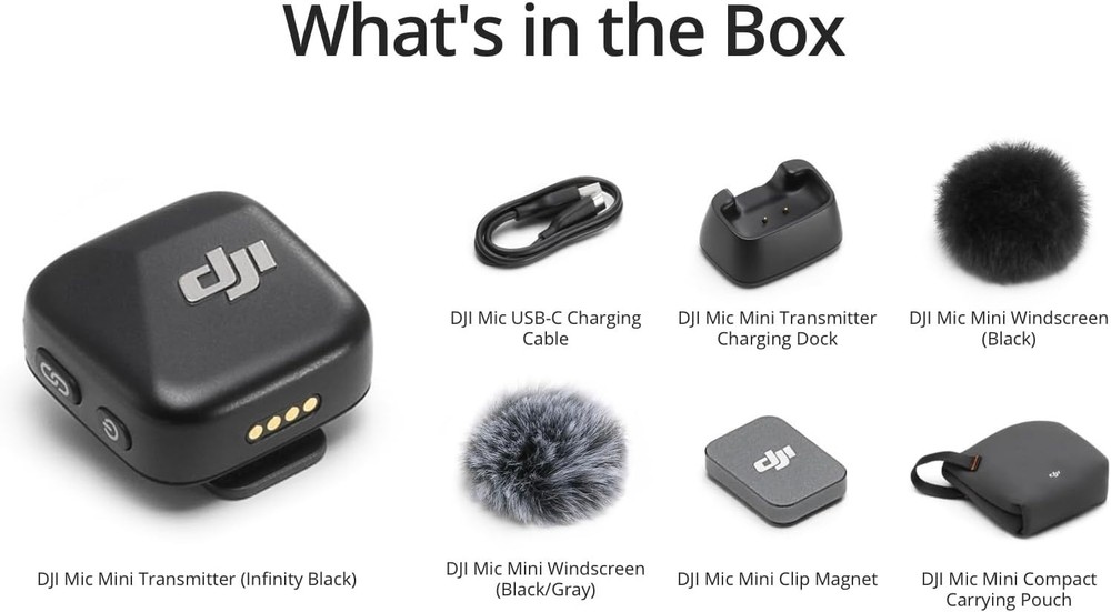 DJI Mic Mini Transmitter Infinity Black Wireless Microphone Ultra Light Sound