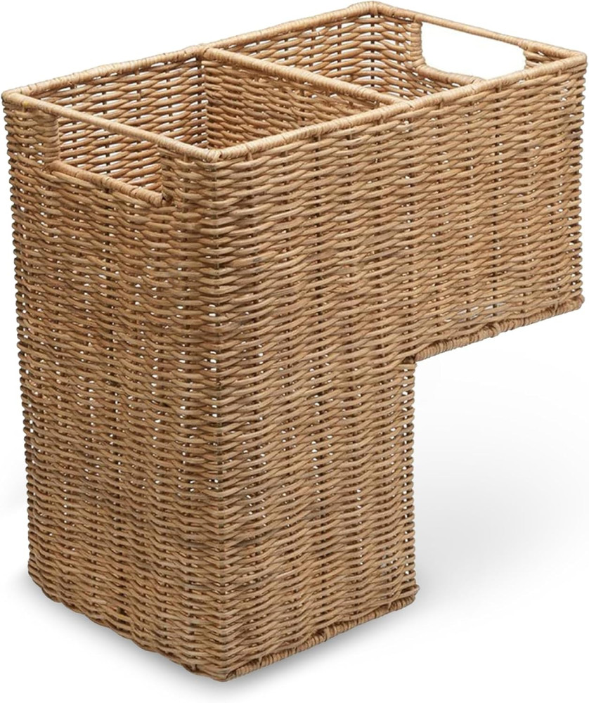 Wicker Step Basket, Natural, Rectangular, 15 X 9.5 X 15.75 In