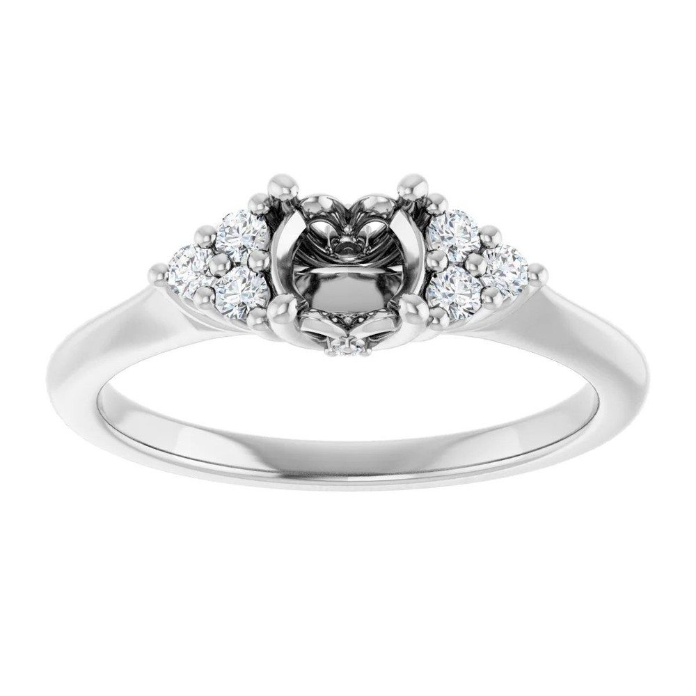 Round 6.5mm Semi Mount Ring Setting 925 Sterling Silver Side Stone Topaz