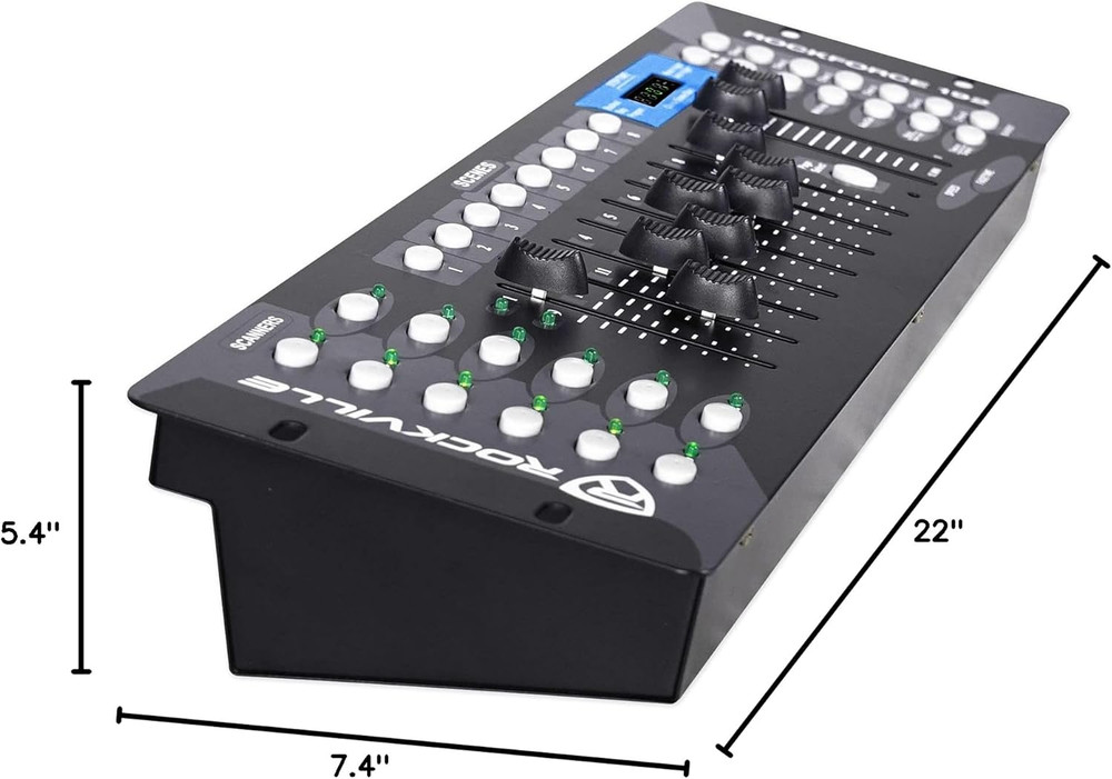 ROCKFORCE 192-Channel DMX Lighting Controller, Sound-Activated, Programmable Sce