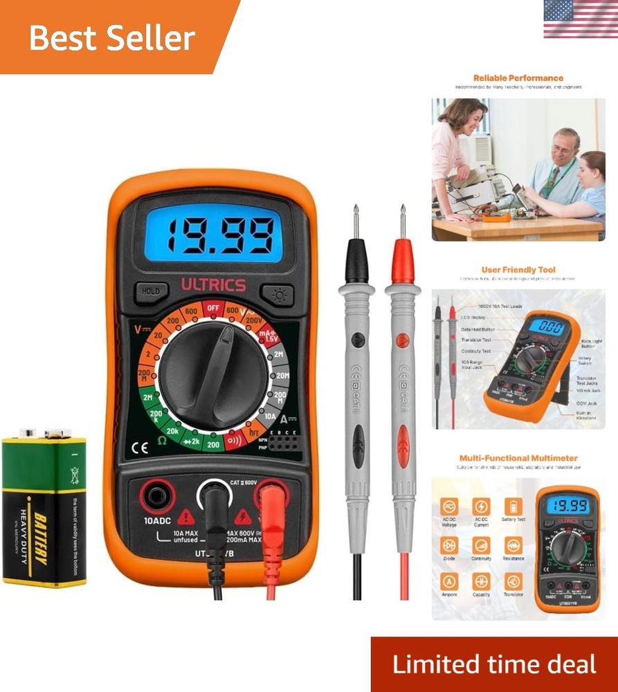 Multi-Functional Digital Multimeter - Backlit LCD for Easy Readings in Any Light
