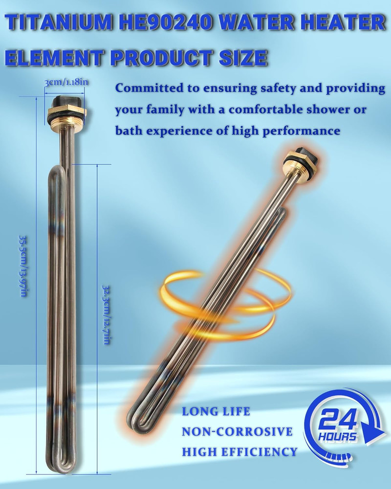 Titanium HE 90240 Heating Element, 3PCS 9KW 240V Screw-In Replacement for Ecosma