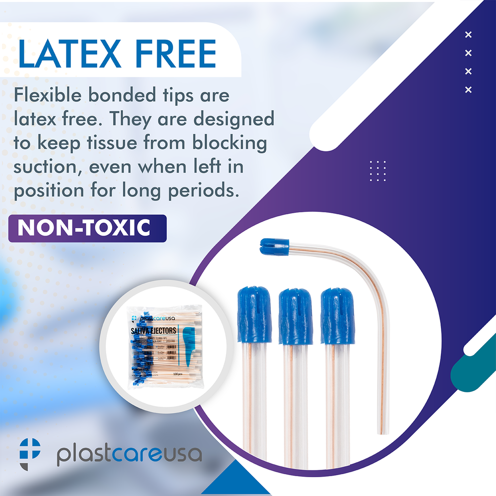 200 Saliva Ejectors Ejector CLEAR BLUE Dental Suction Tips Disposable
