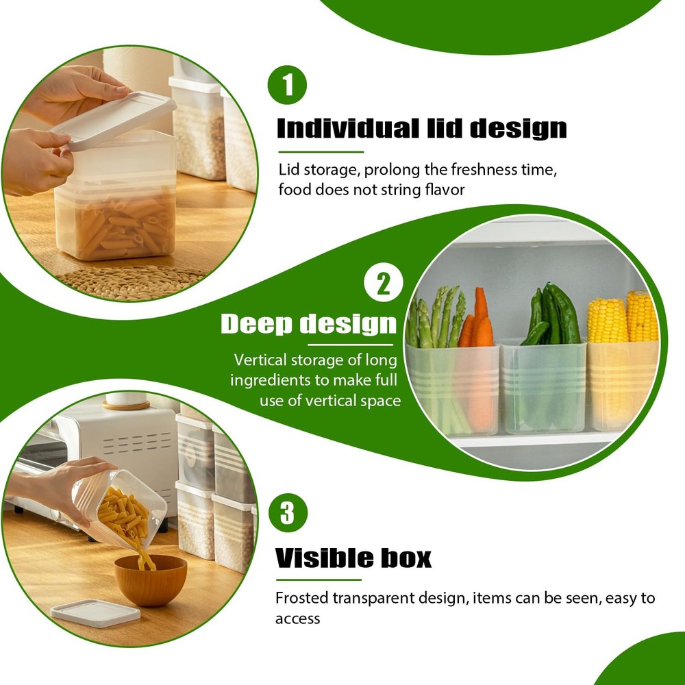 3 Pack Refrigerator Organizer Box with Lid, Plastic Refrigerator Side Door St...
