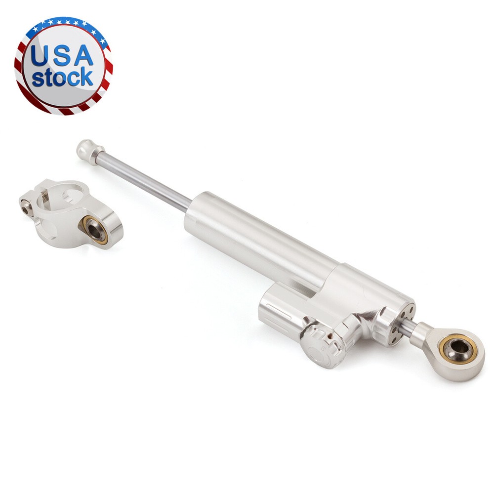 Motorcycle Silver Steering Damper Stabilizer Linear Reversed Safety Control
