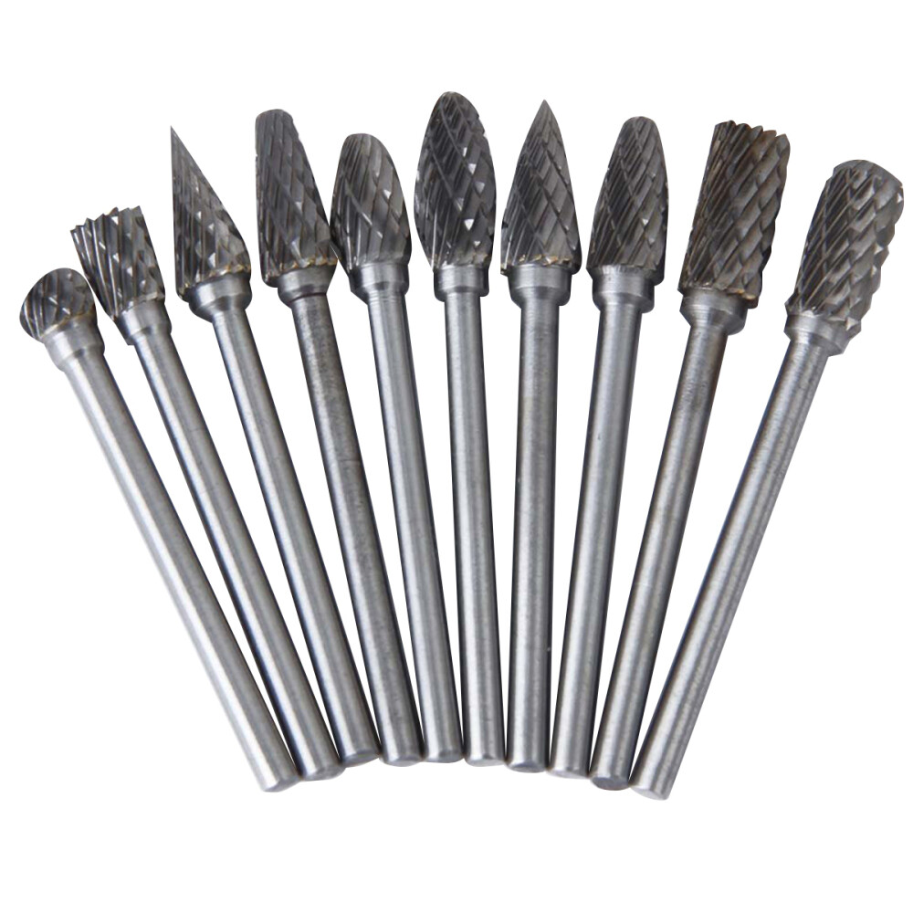 Carbide Burr Die Bits - 10pcs Set for Precision Deburring and Routing