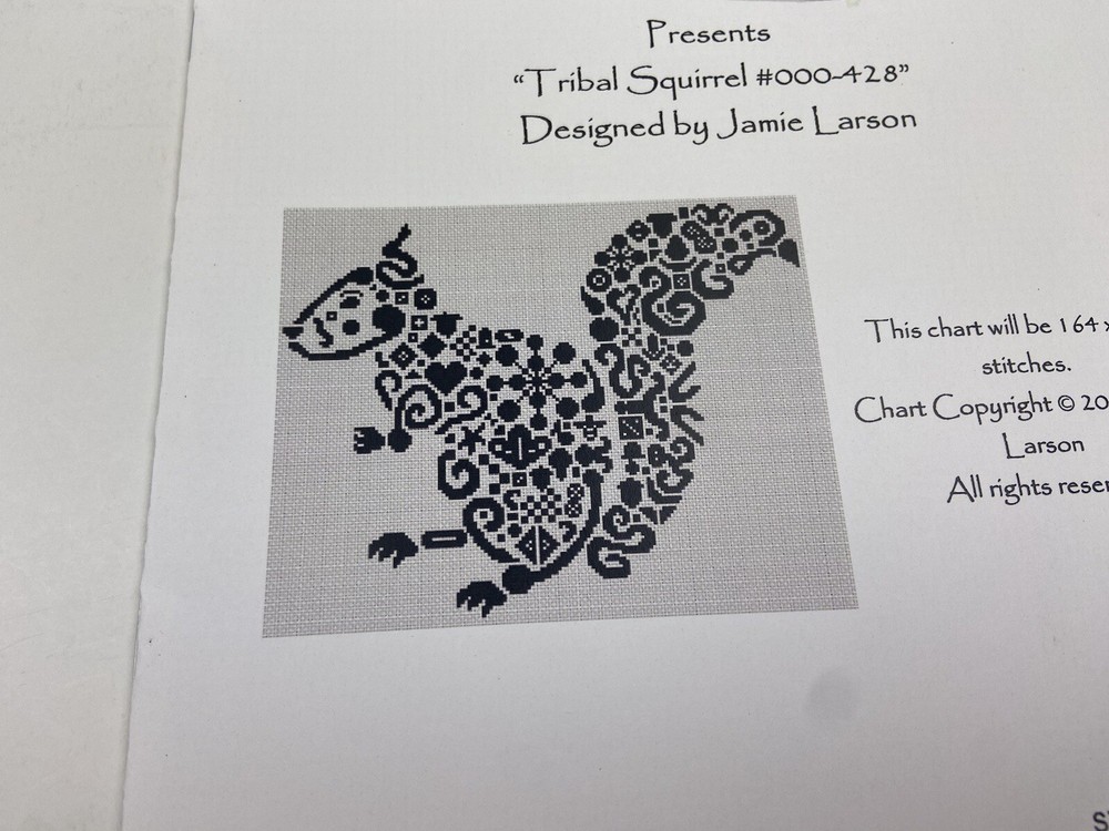 White Willow Stitching Tribal Squirrel Counted Cross Stitch Pattern