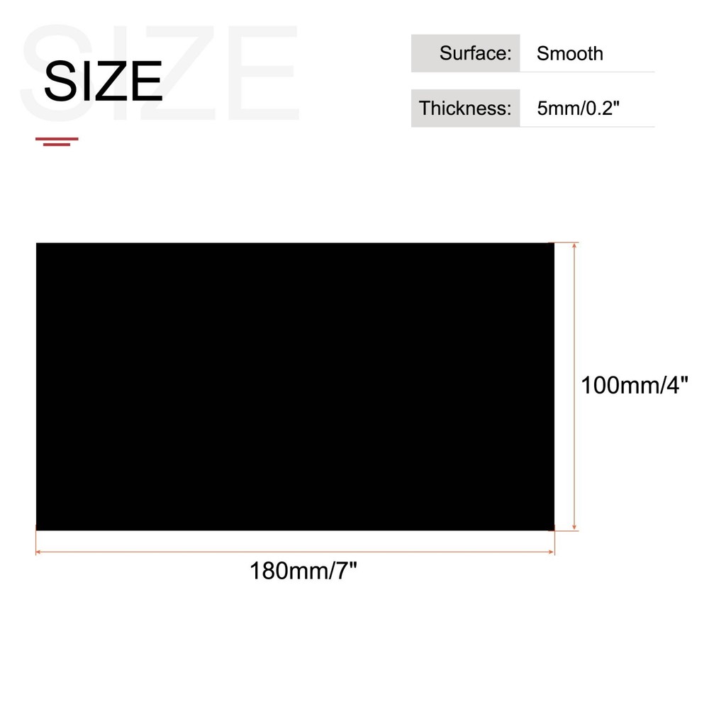 Black ABS plastic sheet 7x4x0.2 inches, panel, 2pcs