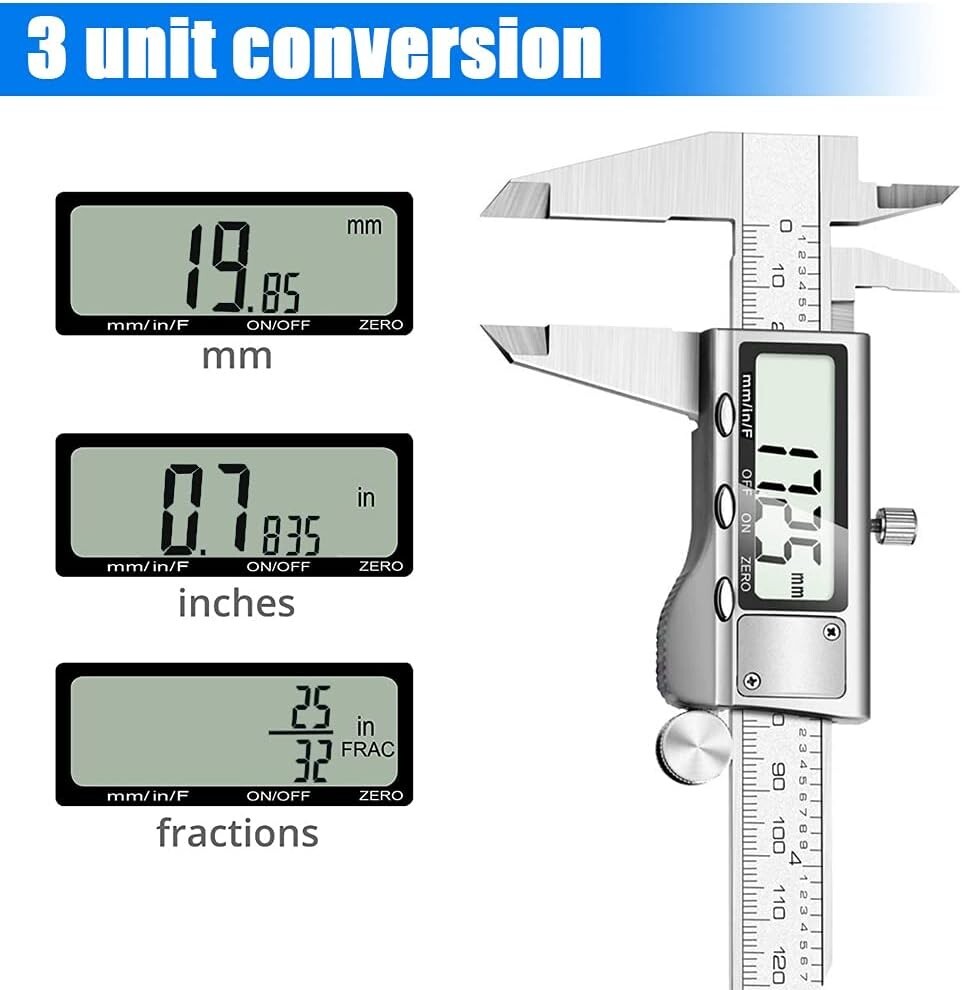 Digital Caliper Measuring Tool, Stainless Steel Vernier Caliper Digital Micro...
