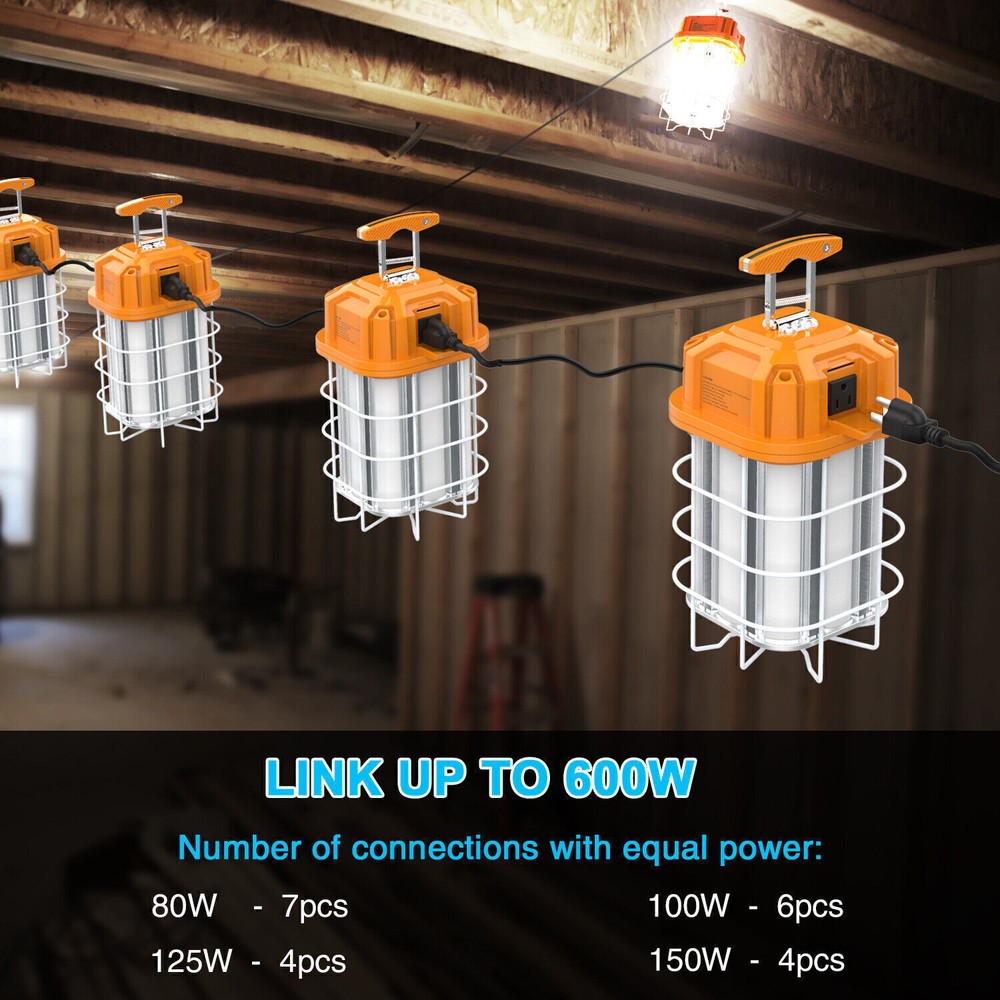 2Pack LED Temporary Work Light 100W Linkable Construction Building Highbay Light