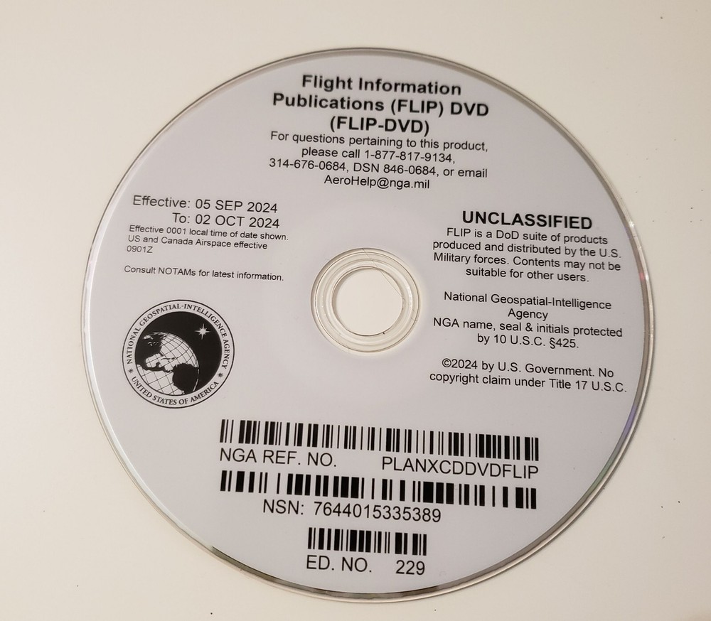 NGA National Geospatial FLIP 2024 Flight Info DVD – Airfield Charts & Maps