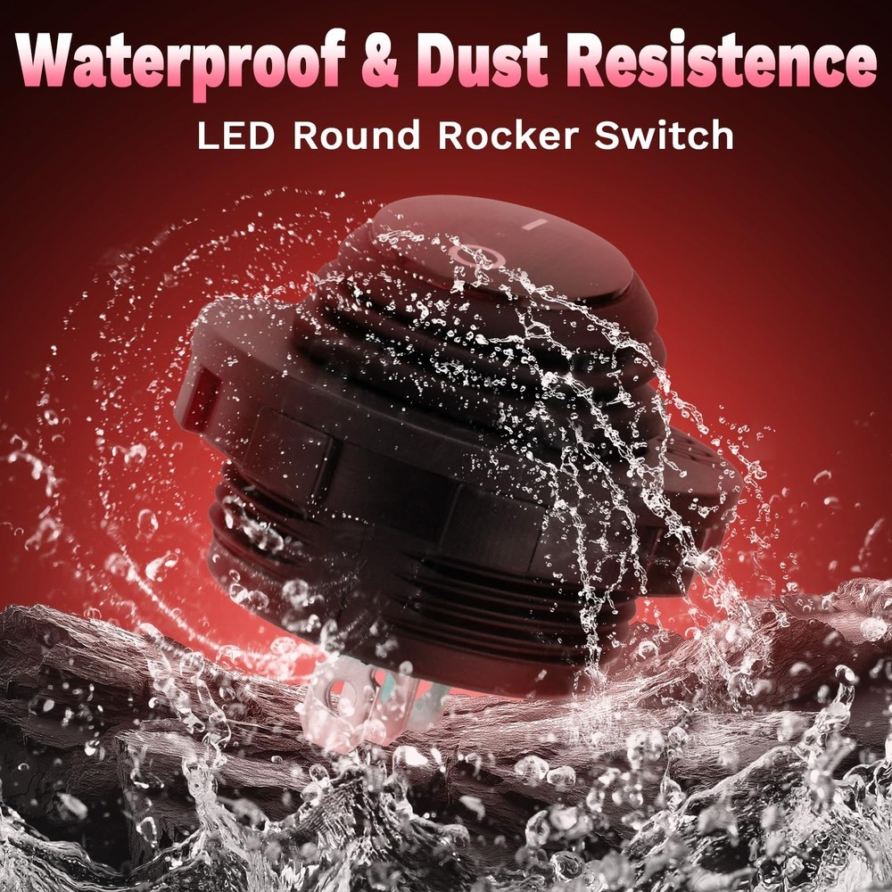 Round Rocker Switch, 12V Toggle Switch, Waterproof Lighted LED On/Off Switch ...