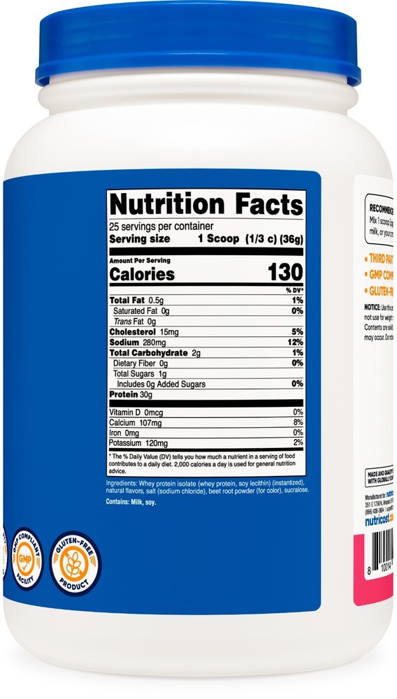 Nutricost Whey Protein Isolate (Strawberry Acai, 2 Pounds)