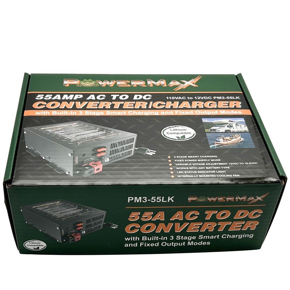 PowerMax PM3-55 RV Power Converter 110 Volt to 12 Volt DC Power Supply Charger