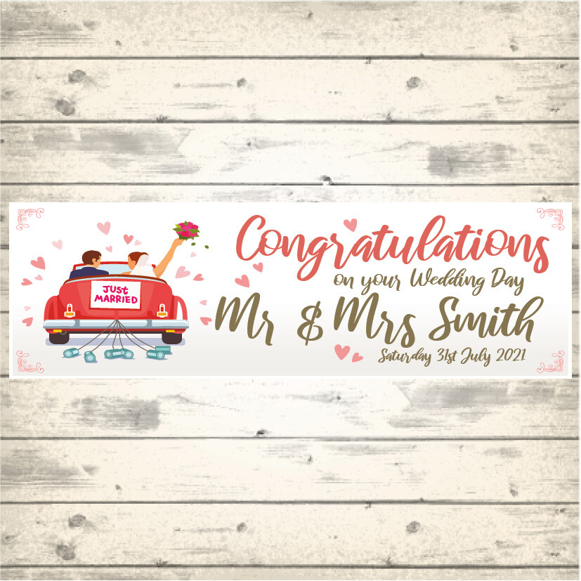 2 PERSONALISED WEDDING BANNERS - Design 1