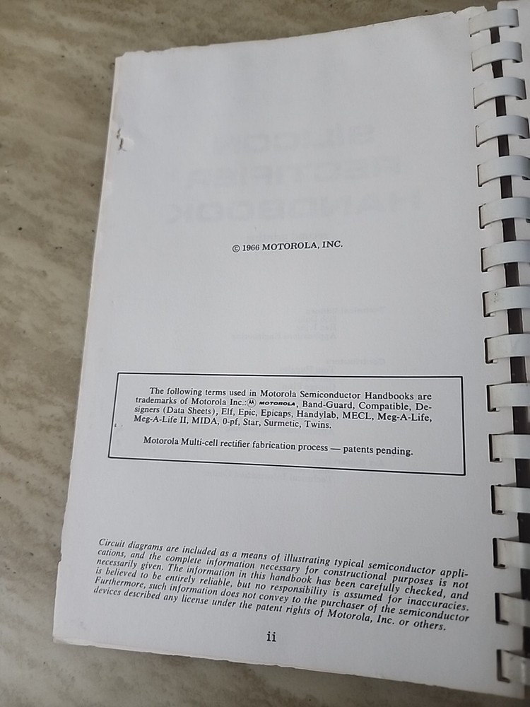 Vintage 1966 MOTOROLA SILICON RECTIFIERS HANDBOOK