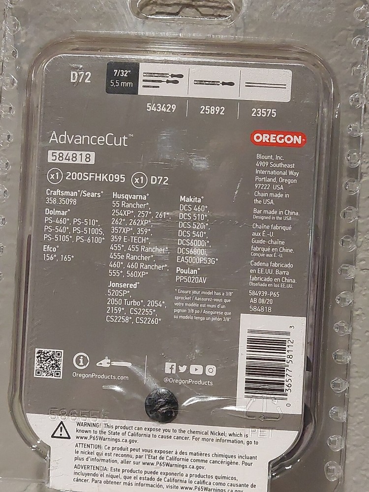 Oregon20 in. Chainsaw Bar & D72