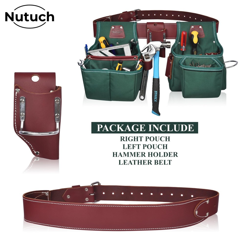 NUTUCH Nylon and Leather Tool Belt | Nylon Tool Pouch | Carpenter | Construct...