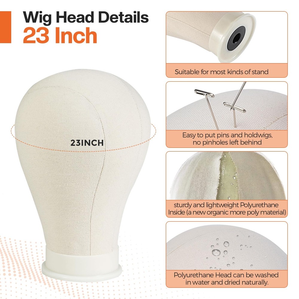 23 Wig Head Stand Tripod w/ Mannequin Head Adjustable Set White
