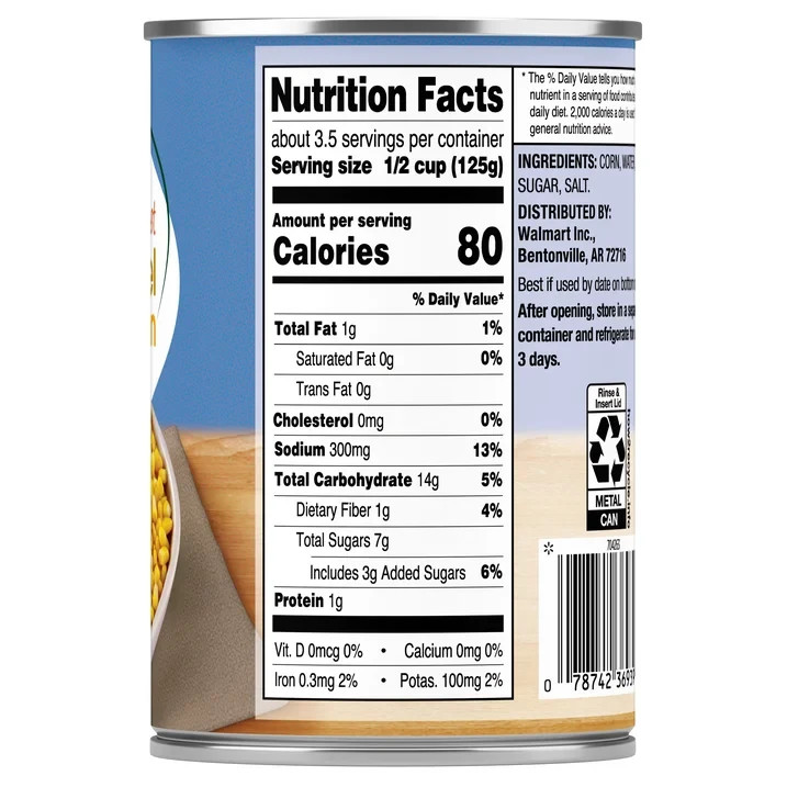 (8 pack) Great Value Golden Sweet Whole Kernel Corn, 15 oz