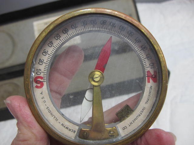 WS Darley Brass Dip Needle Compass in Case Telescoping