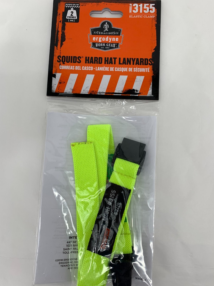 Ergodyne Squids 3155 Hardhat Elastic Lanyard w/Clamp