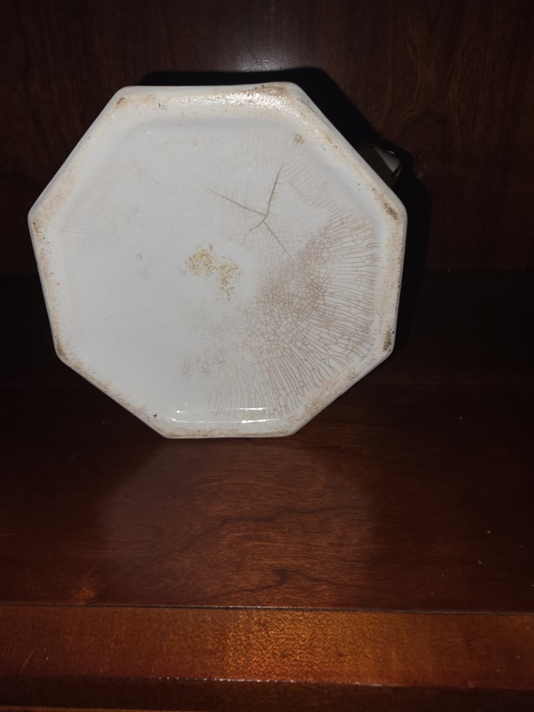 White Octagonal Ceramic Coffee Pot Decorative Handle and Spout