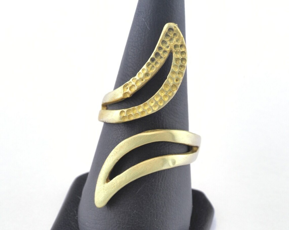 Leaf Ring Adjustable Bezel Raw brass (18mm 8US inner size - Adjustable ) 2720
