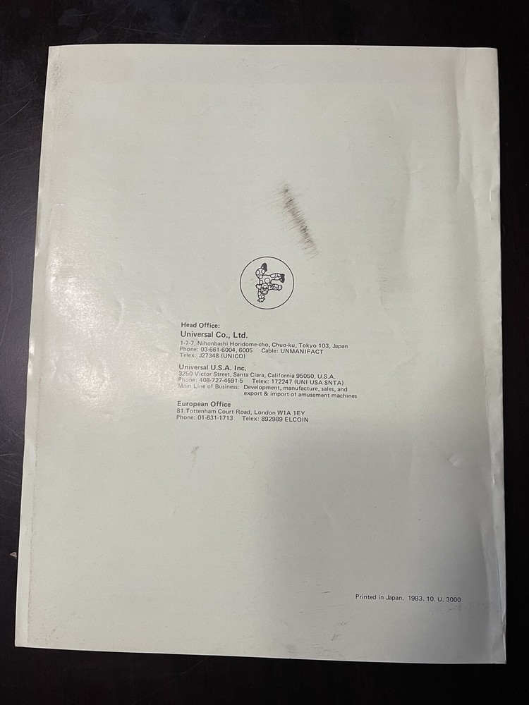 Mr. Do’s Castle Arcade Service Manual Original