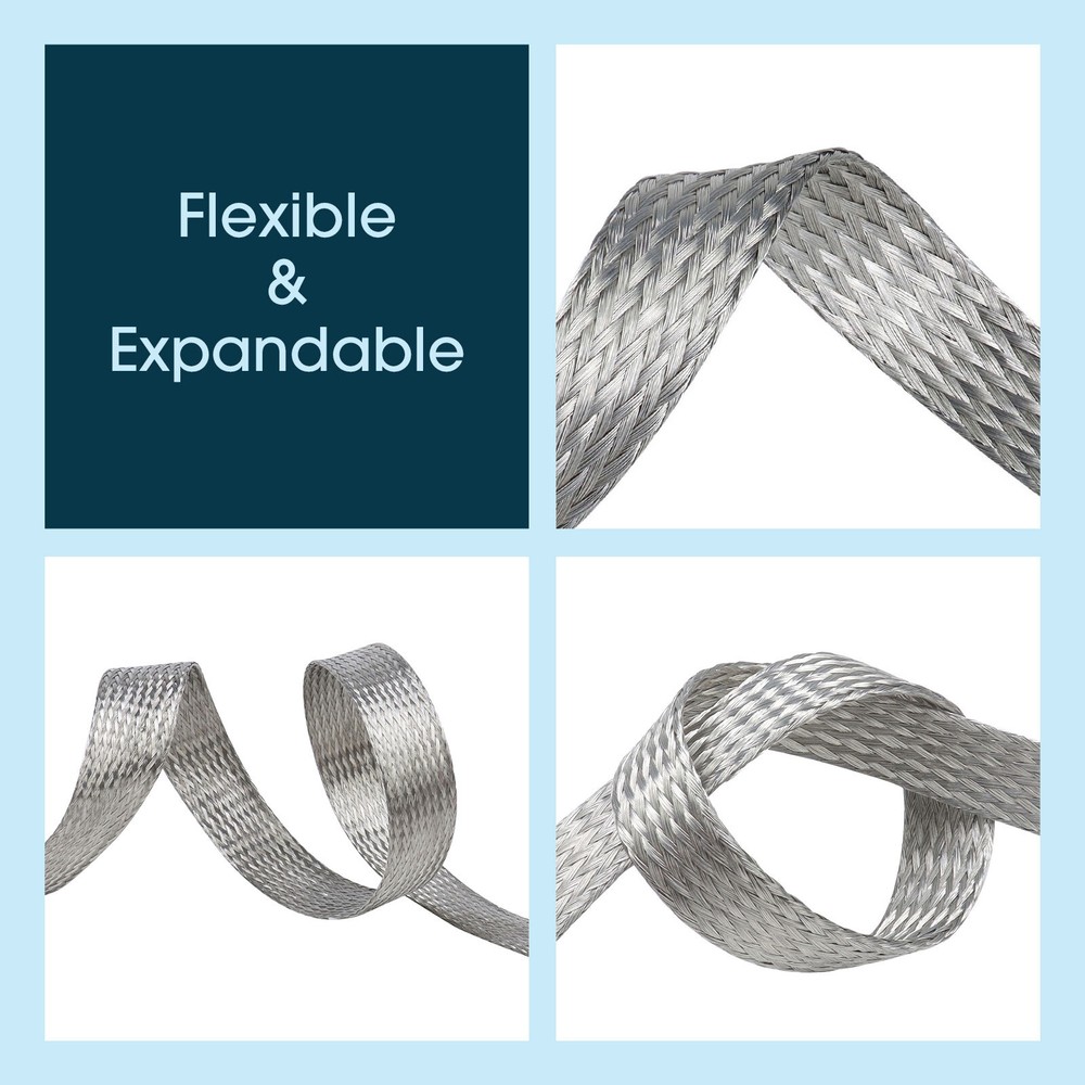 Braid Ground Strap Grounding 1/4"Width Tinned Copper Metal Cable Shield Sheath