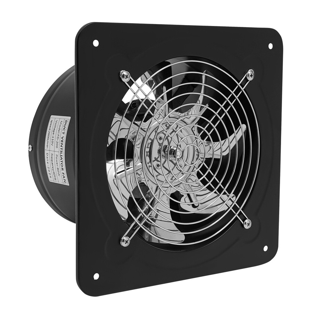 8" Wall-Mounted Exhaust Fan with Backdraft Damper for Kitchen Ventilation