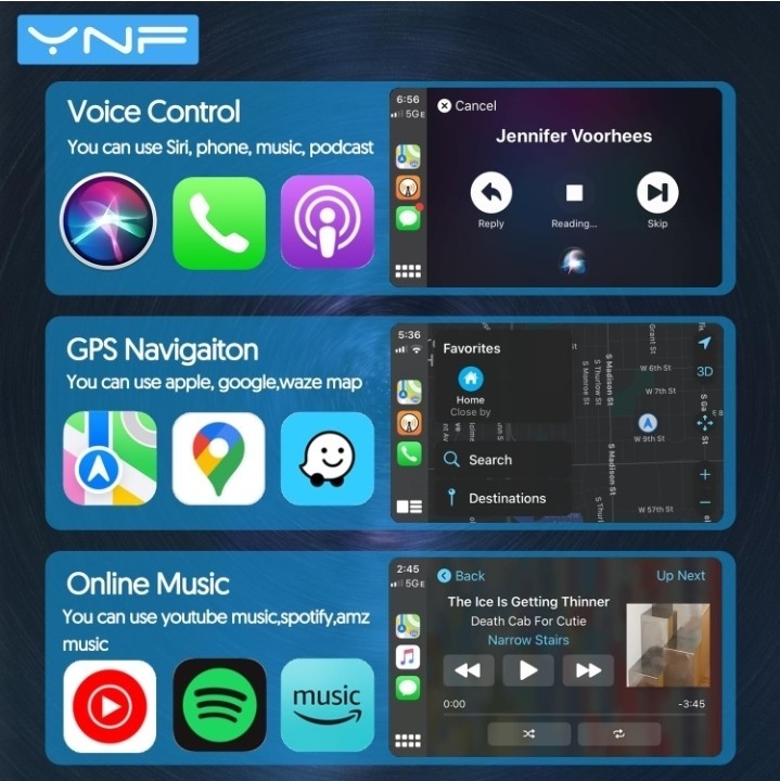 Wireless Carplay/Android Auto 2-in-1 Adapter, Plug and Play Low Latency Stable