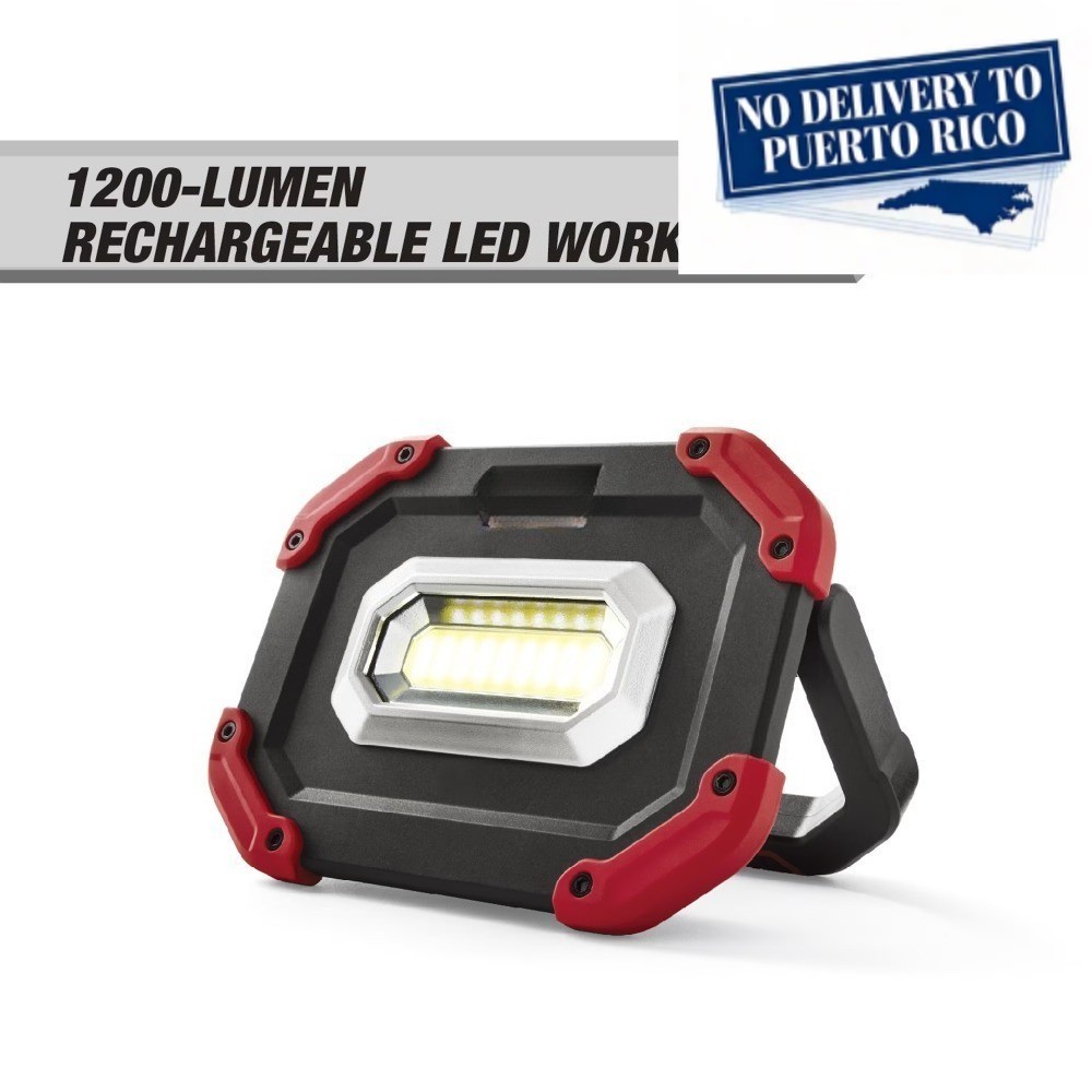 1,200-Lumen Rechargeable LED Work Light, Red and Black