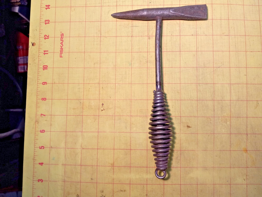 Vintage Welding Slag Chipping Blacksmith Hammer With Spring Handle